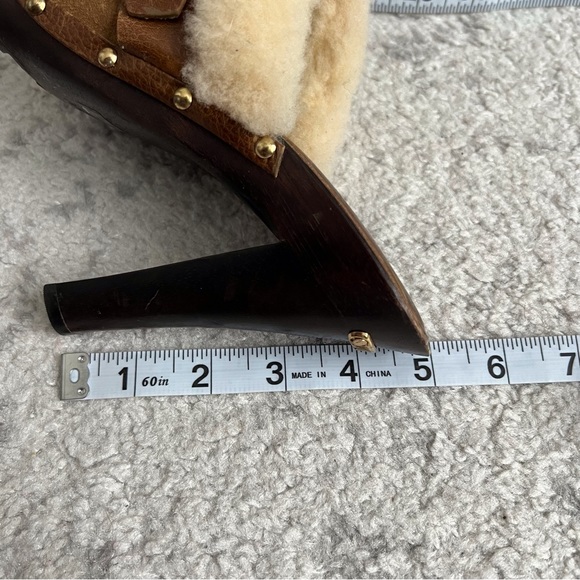 Michael Kors Brown Suede Platform Clog Heels Shearling Lined Y2K 90s Women’s 7.5 - Picture 9 of 12